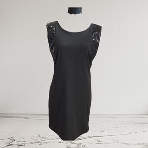 Lady Dutch Chic Black Sequin Mini Dress Size L